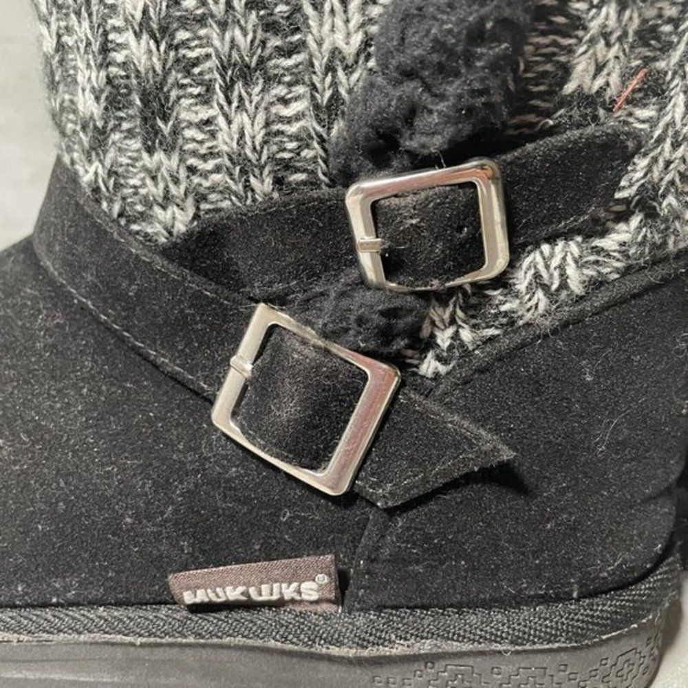 MUK LUKS WOMEN'S ALYX BOOTS Size 6 MID-CALF PULL ON FASHION BLACK SUEDE - Picture 2 of 8